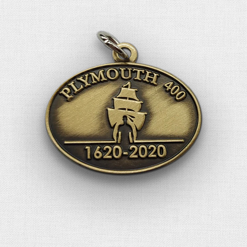 A custom metal charm