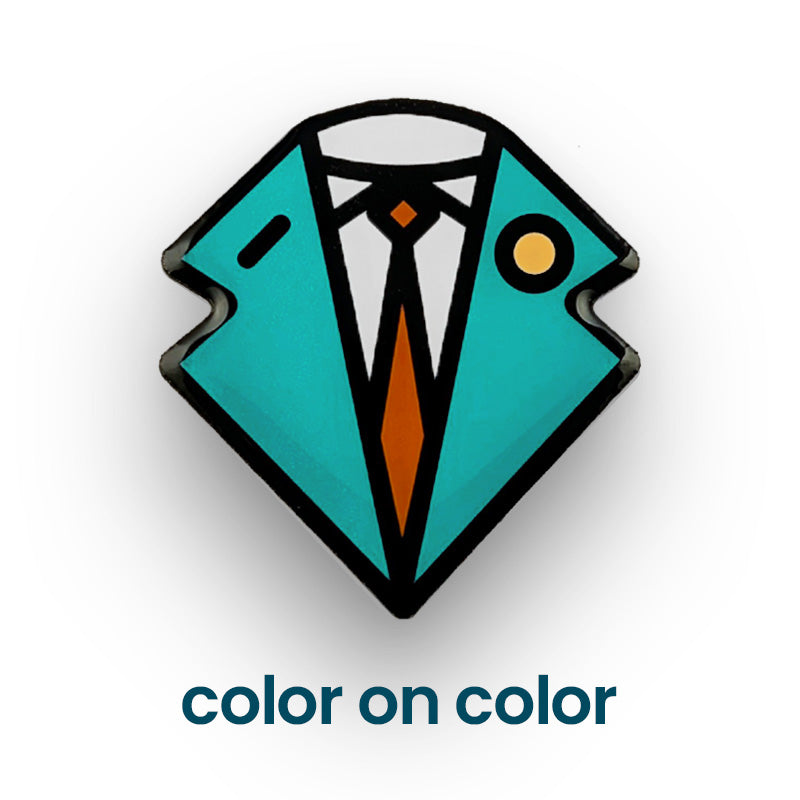 Printed pins: color on color