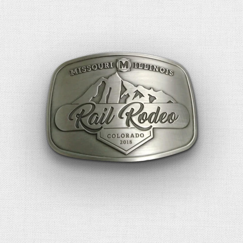 Silver rodeo belt buckle